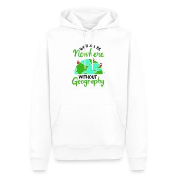 Nous ne serions nulle part sans géographie - Sweat à capuche Premium bio Homme - blanc - Devant - Nico (187cm)