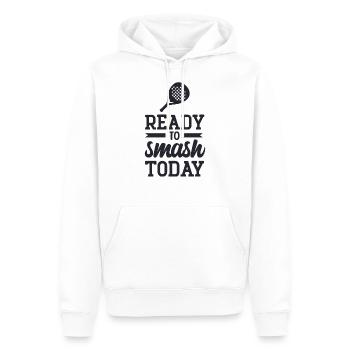 ready to smsh today- Padel tennis - Sweat à capuche Premium bio Homme - blanc - Devant - Nico (187cm)