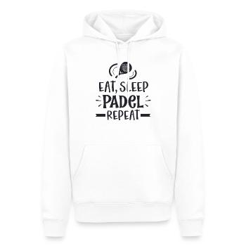 eat sleep padel repeat- Padel tennis - Sweat à capuche Premium bio Homme - blanc - Devant - Nico (187cm)