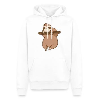 Funny sloth that makes chin-ups - Men’s Premium Organic Hoodie - white - Front - Nico (187cm)