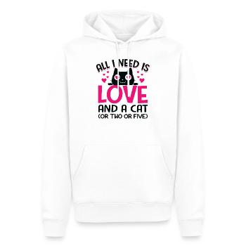 Alles, was du brauchst, ist Liebe und eine Katze - Männer Premium Bio Hoodie - Weiß - Vorne - Nico (187cm)