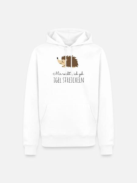 Igel streicheln - Männer Premium Bio Hoodie - Weiß