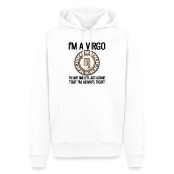 Vierge signe astrologique Horoscope Signes du zodiaque - Sweat à capuche Premium bio Homme - blanc - Devant - Nico (187cm)