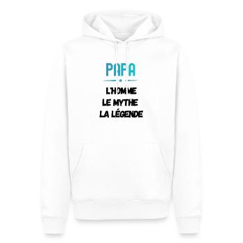 papa legende mythe - cadeau papa - Sweat à capuche Premium bio Homme - blanc - Devant - Nico (187cm)