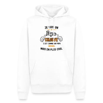 papa chauve papa normal - Sweat à capuche Premium bio Homme - blanc - Devant - Nico (187cm)