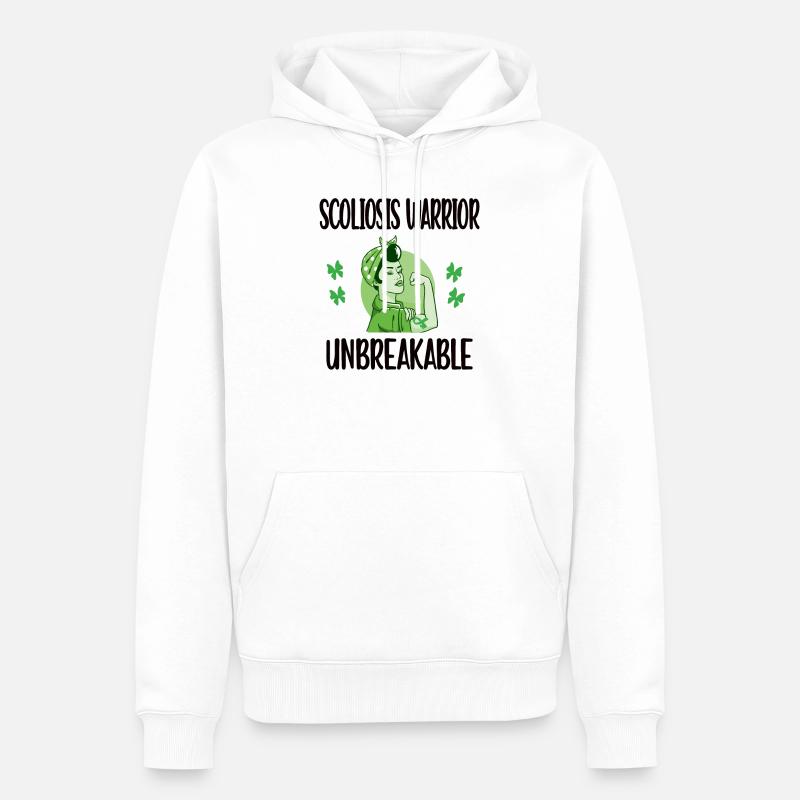 Scoliose Combattante Cadeau Scoliose Conscience - Sweat à capuche Premium bio Homme - blanc