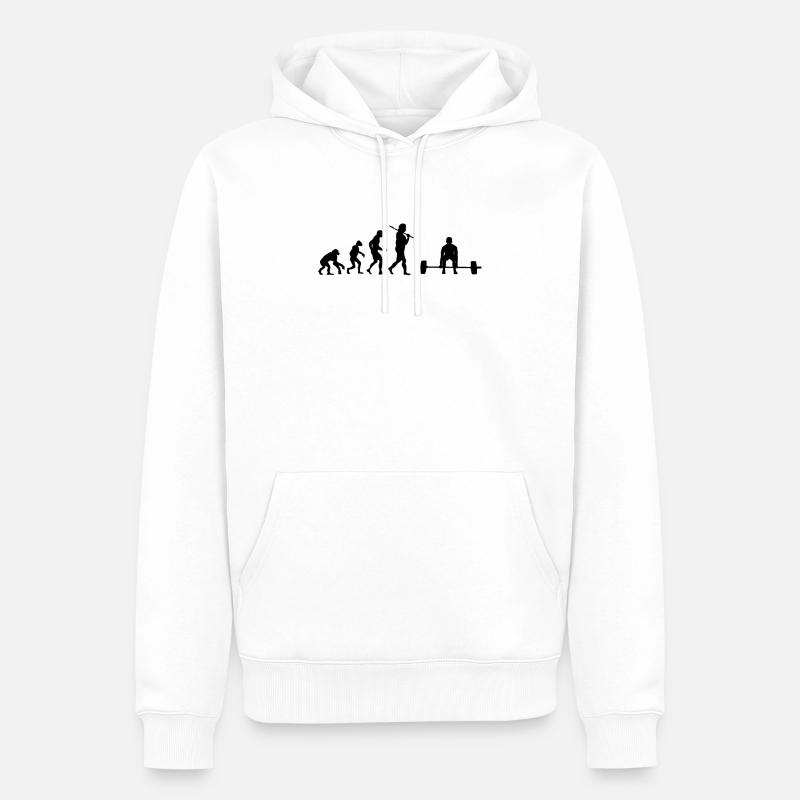 Evolution Haltères - Sweat à capuche Premium bio Homme - blanc
