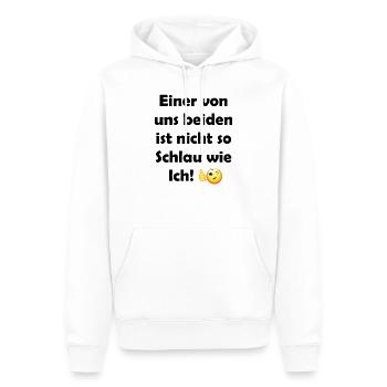 Einer von uns beiden ist nicht so schlau wie ich! - Männer Premium Bio Hoodie - Weiß - Vorne - Nico (187cm)