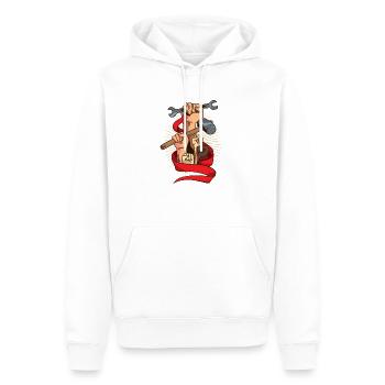 Tag der Jobs Workers - Männer Premium Bio Hoodie - Weiß - Vorne - Nico (187cm)