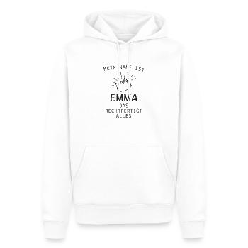 Emma Geschenk Name Geschenkidee Vorname - Männer Premium Bio Hoodie - Weiß - Vorne - Nico (187cm)
