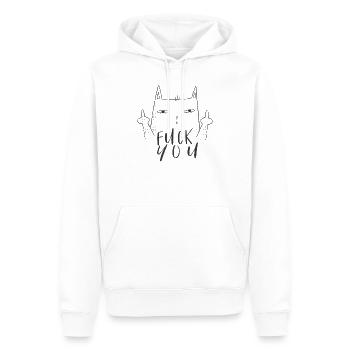 Fuck You - Fuck Off - Chat avec majeur - Sweat à capuche Premium bio Homme - blanc - Devant - Nico (187cm)