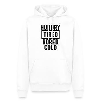 Hungry Tired Bored Cold - Drôle - Sweat à capuche Premium bio Homme - blanc - Devant - Nico (187cm)