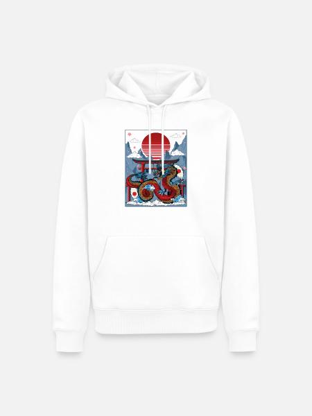 Japanse Drakentempel van Macht - Mannen Premium Bio hoodie - wit