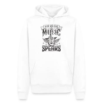 Music Speaks Hard Rock Music Rocker Band Guitare - Sweat à capuche Premium bio Homme - blanc - Devant - Nico (187cm)