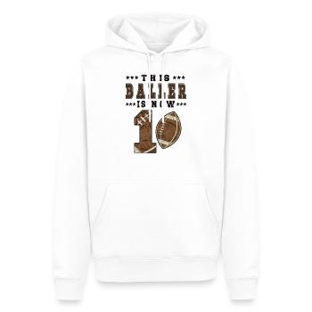 1er anniversaire cadeau joueur de football 1 an - Sweat à capuche Premium bio Homme - blanc - Devant - Nico (187cm)