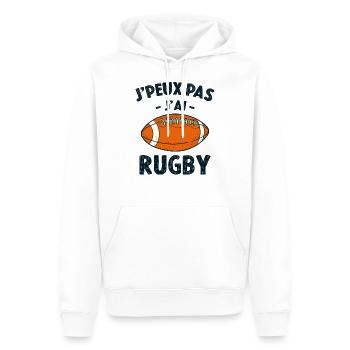 Je Peux Pas J'ai Rugby - Sweat à capuche Premium bio Homme - blanc - Devant - Nico (187cm)