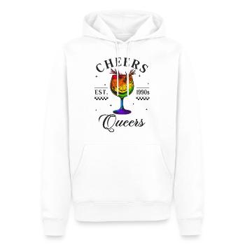 LGBTQ+ Cheers Queers Est. 1990s Pride Month - Männer Premium Bio Hoodie - Weiß - Vorne - Nico (187cm)