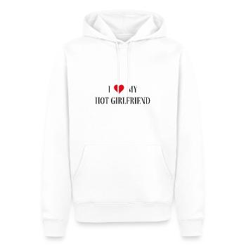 Valentinstag I love my hot girlfriend - Männer Premium Bio Hoodie - Weiß - Vorne - Nico (187cm)