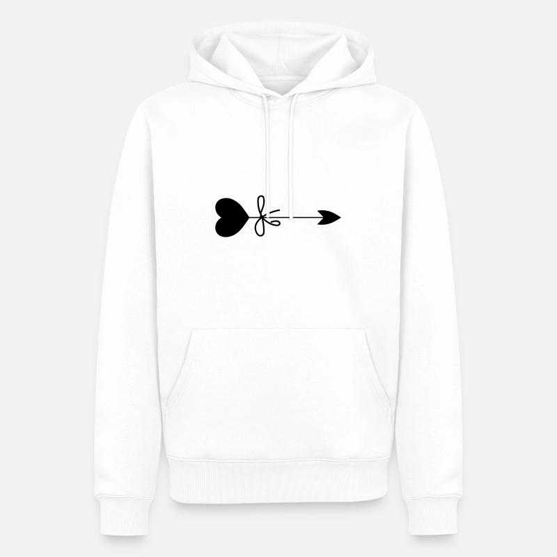 Flèche coeur - Sweat à capuche Premium bio Homme - blanc