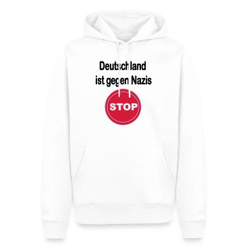 Deutschland gegen Nazis. Anti Nazi Design - Männer Premium Bio Hoodie - Weiß - Vorne - Nico (187cm)