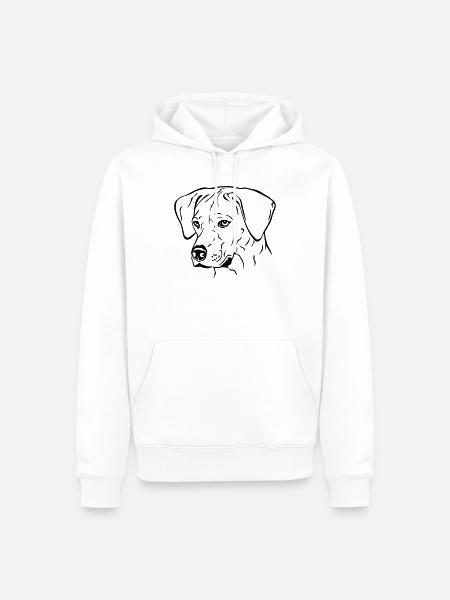 Rhodesian Ridgeback Hündin Kopf schwarz - Männer Premium Bio Hoodie - Weiß