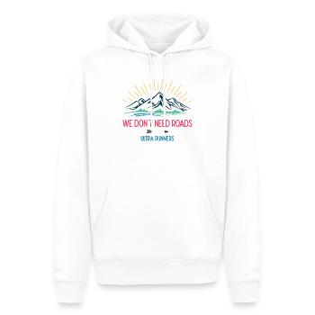 Nous n’avons pas besoin de routes. Ultra Runners - Sweat à capuche Premium bio Homme - blanc - Devant - Nico (187cm)