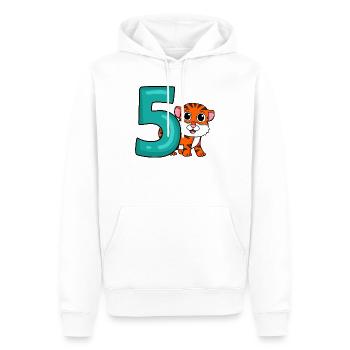 5 Birthday 5 years old with animal motif - five - Men’s Premium Organic Hoodie - white - Front - Nico (187cm)