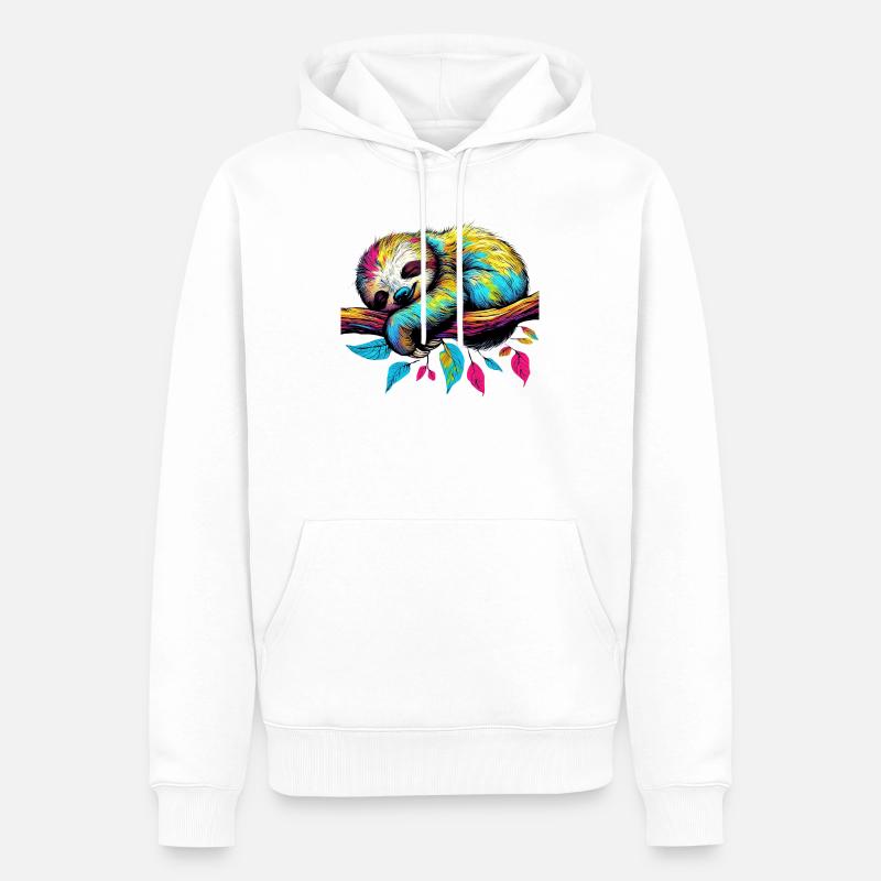Faultier - Männer Premium Bio Hoodie - Weiß