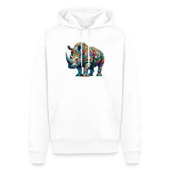 Rhinoceros - Men’s Premium Organic Hoodie - white - Front - Nico (187cm)