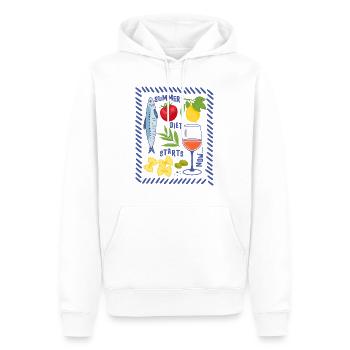 Régime estival - Sweat à capuche Premium bio Homme - blanc - Devant - Nico (187cm)