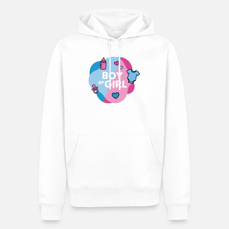 Geschlecht enthüllen Junge oder Mädchen - Männer Premium Bio Hoodie - Weiß