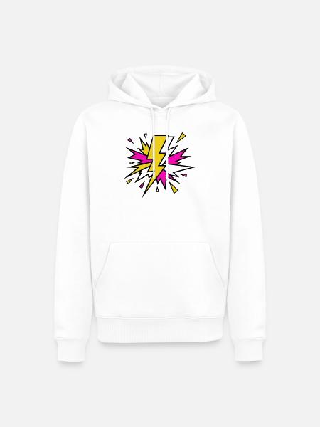 Yellow Beam Neon Explosion - Men’s Premium Organic Hoodie - white