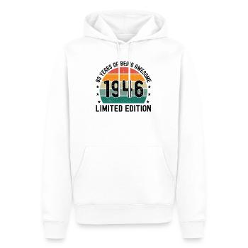 80 ans d’être génial 1946 Édition limitée - Sweat à capuche Premium bio Homme - blanc - Devant - Nico (187cm)