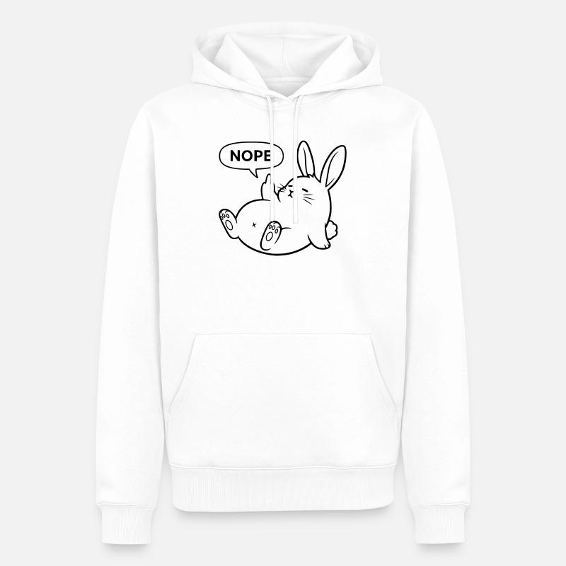 Non, Lapin | Déclaration de lapin coquin - Sweat à capuche Premium bio Homme - blanc