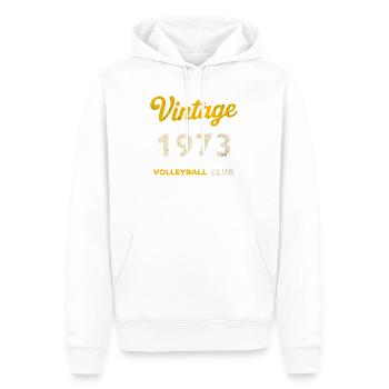 Millésime 1973 – Volleyball Club Rétro Année de naissance - Sweat à capuche Premium bio Homme - blanc - Devant - Nico (187cm)