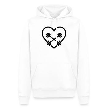 Haltérophilie, Cœur, Fitness, Gymnase, Force - Sweat à capuche Premium bio Homme - blanc - Devant - Nico (187cm)