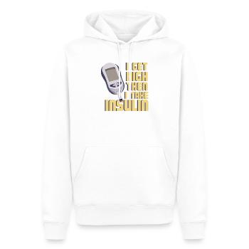Humour sur le diabète : je plane puis je prends de l’art de l’insuline - Sweat à capuche Premium bio Homme - blanc - Devant - Nico (187cm)