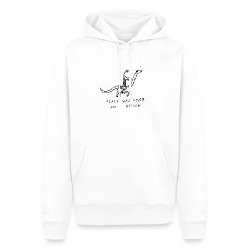 PEACE - Männer Premium Bio Hoodie - Weiß - Vorne - Nico (187cm)