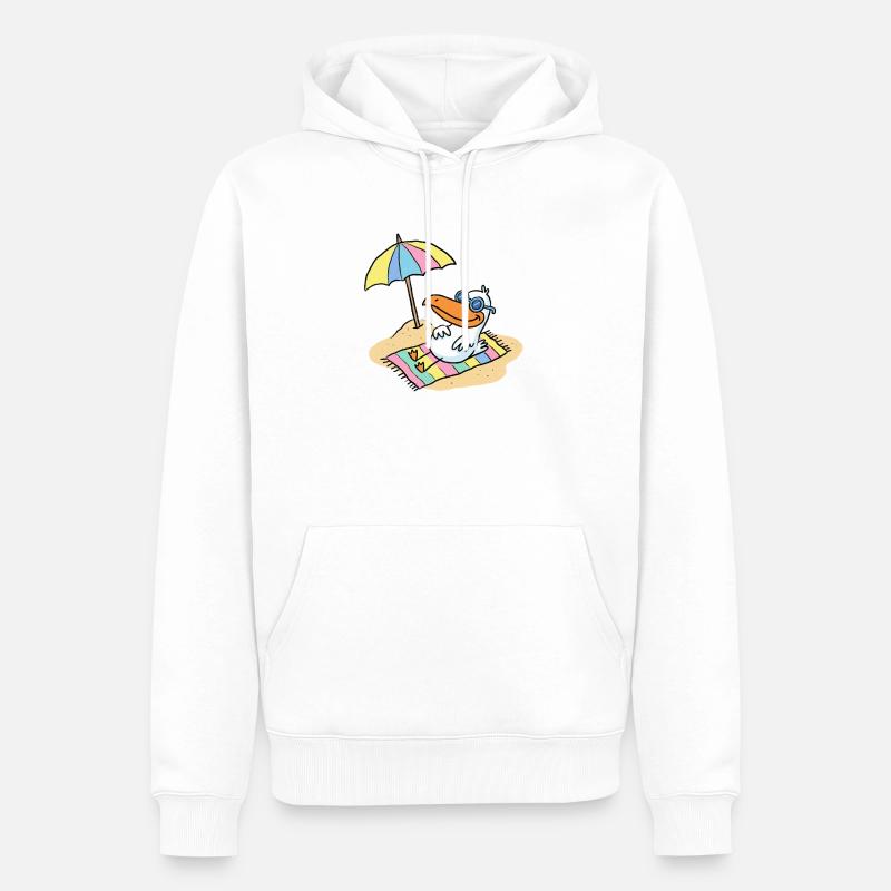 Sonnenvogel am Strand mit Schirm - Männer Premium Bio Hoodie - Weiß