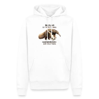 Dit de Tamier – l’éducation est importante mais - Sweat à capuche Premium bio Homme - blanc - Devant - Nico (187cm)