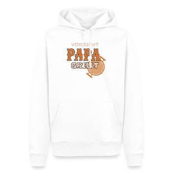 Attention : papa grille une tenue de barbecue drôle - Sweat à capuche Premium bio Homme - blanc - Devant - Nico (187cm)
