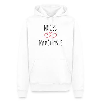 Amethyst-Hochzeit 48 Jahre Ehe - Männer Premium Bio Hoodie - Weiß - Vorne - Nico (187cm)