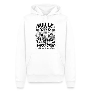 MALLE 2026 Party Crew 24/7 All Day, Every Day - Männer Premium Bio Hoodie - Weiß - Vorne - Nico (187cm)