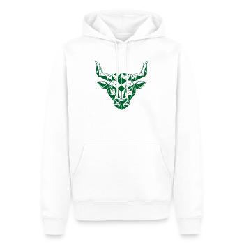 Geometrischer Stierkopf Grün Polygon - Männer Premium Bio Hoodie - Weiß - Vorne - Nico (187cm)