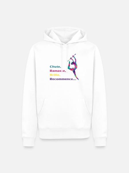 Chute-_Ramasse-_Recommence-- - Sweat à capuche Premium bio Homme - blanc