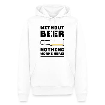 Sans bière, rien ne marche ici ! (BOIRE DE 2C) - Sweat à capuche Premium bio Homme - blanc - Devant - Nico (187cm)