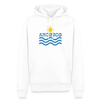 Amorgos Sun Waves  - Men’s Premium Organic Hoodie - white - Front - Nico (187cm)