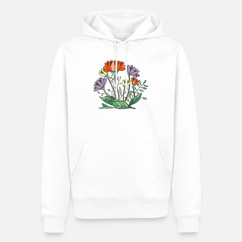 Fleur - Sweat à capuche Premium bio Homme - blanc