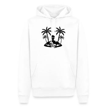 Fête de Noël alcoolisée palmiers - Sweat à capuche Premium bio Homme - blanc - Devant - Nico (187cm)