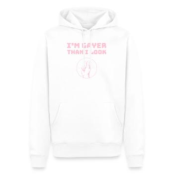 I'm Gayer Than I Look - Motiv  Herz Love - pink - Männer Premium Bio Hoodie - Weiß - Vorne - Nico (187cm)